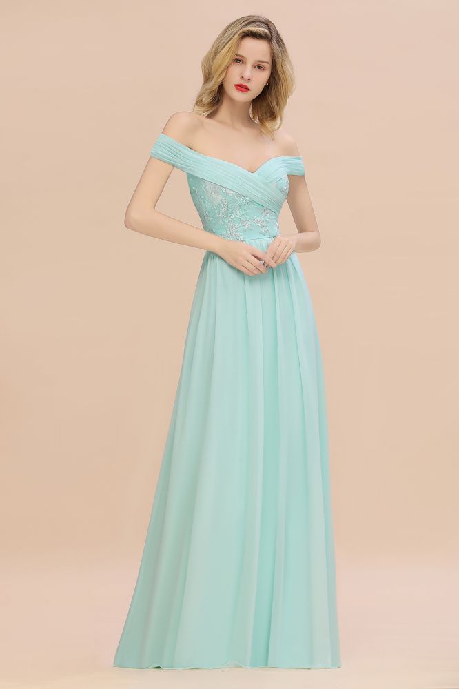Sweetheart Ruffles Simple Prom Dresses Off the Shoulder aline Bridesmaid Dress