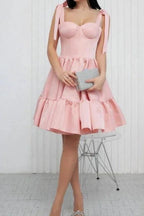 Sweetheart Short Pink Straps Simple Sleeveless Homecoming Dresses by misshow.com