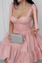 Sweetheart Short Pink Straps Simple Sleeveless Homecoming Dresses by misshow.com