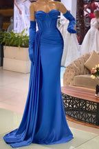 Sweetheart Simple Royal Blue Mermaid Sleeveless Prom Dress With Ruffles by misshow.com