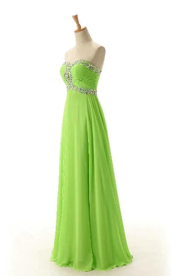 Sweetheart Sleeveless Backless Chiffon Green Prom Dress PG 243 by pgmdress