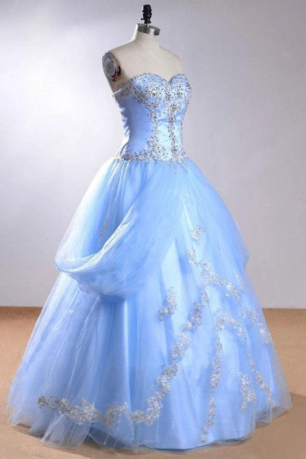 Sweetheart Sleeveless Light Blue Beading Wedding Dress With Beading WD169 by pgmdress