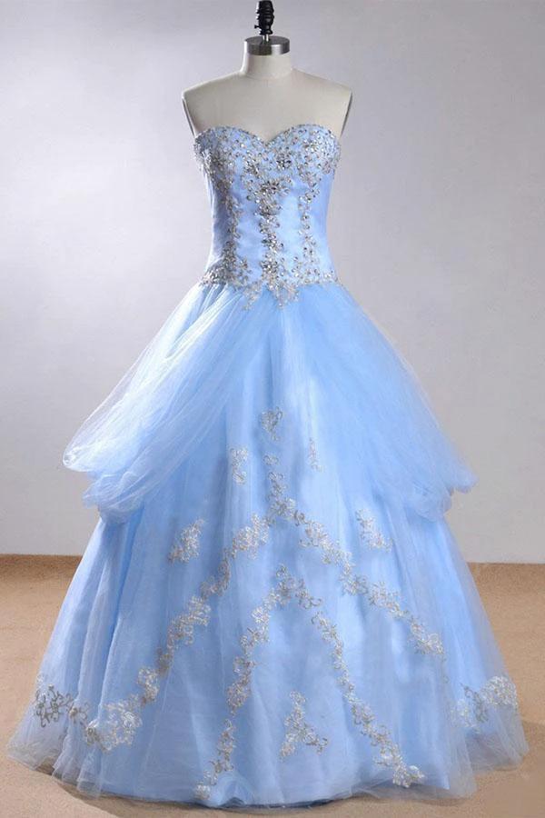 Sweetheart Sleeveless Light Blue Beading Wedding Dress With Beading WD169 by pgmdress