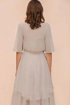 Sweetheart Sleeveless Mini Grey Bridesmaid Dress with Chiffon Wraps by misshow.com