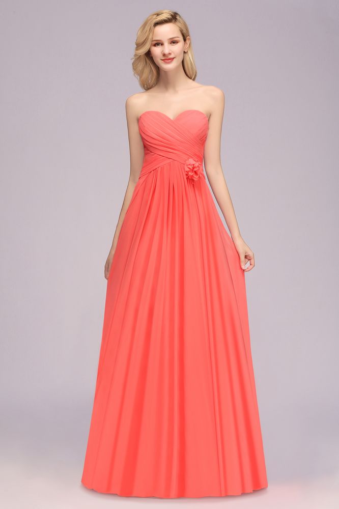 Sweetheart Sleeveless Ruffle Evening Swing Dress Chiffon aline Bridesmaid Dress