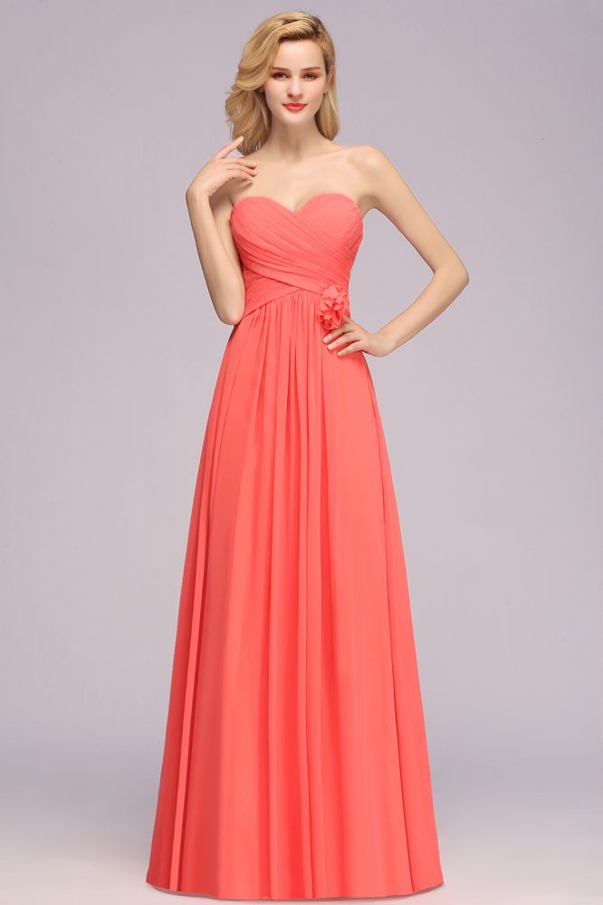 Sweetheart Sleeveless Ruffle Evening Swing Dress Chiffon aline Bridesmaid Dress