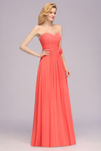 Sweetheart Sleeveless Ruffle Evening Swing Dress Chiffon aline Bridesmaid Dress