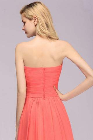 Sweetheart Sleeveless Ruffle Evening Swing Dress Chiffon aline Bridesmaid Dress