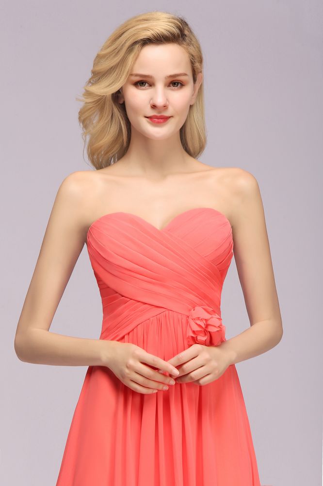 Sweetheart Sleeveless Ruffle Evening Swing Dress Chiffon aline Bridesmaid Dress