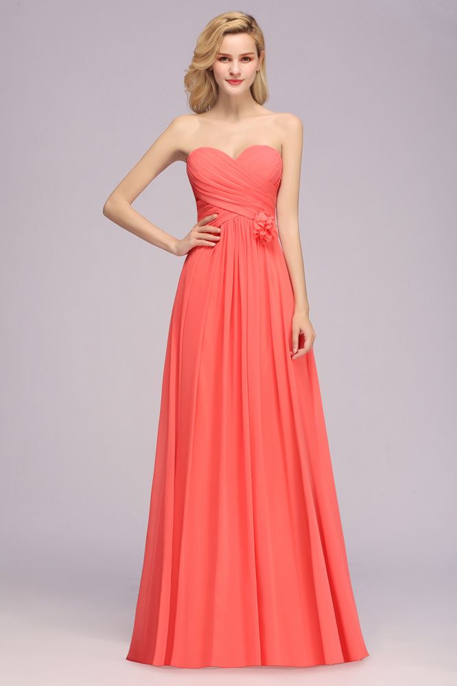 Sweetheart Sleeveless Ruffle Evening Swing Dress Chiffon aline Bridesmaid Dress
