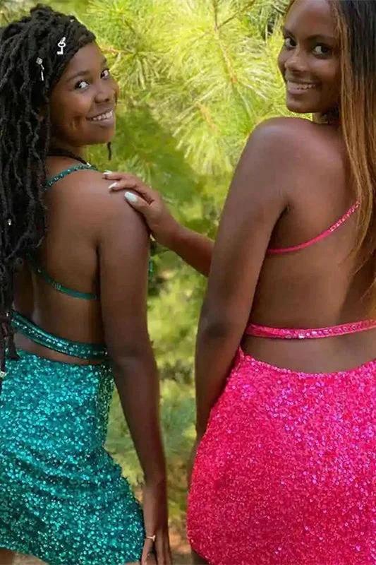 Sweetheart Sleeveless Sequined Short Homecoming Dresses by misshow.com