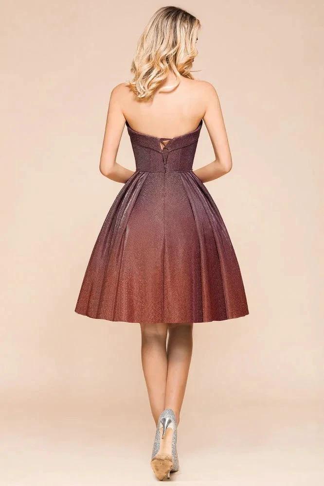 Sweetheart Sleevless Mini Homecoming Dress Bright Silk Knee Length Prom Dress by misshow.com