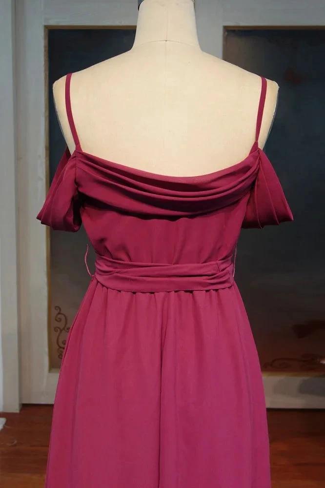 Sweetheart Spaghetti A-line Floor Length Ruffled Chiffon Prom Dresses with Bow Sash by misshow.com