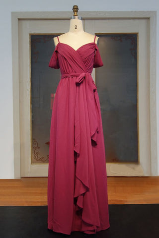 Vestidos de fiesta de gasa con volantes, escote en forma de A, corte en A, largo hasta el suelo y lazo