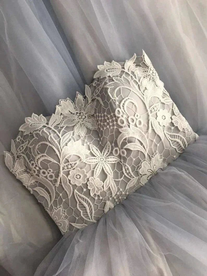 Sweetheart Strapless A Line Bohemian Wedding Dress Modest Tulle Bridal Gown WD427 by pgmdress