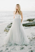 Sweetheart Strapless A Line Bohemian Wedding Dress Modest Tulle Bridal Gown WD427 by pgmdress