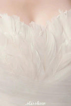 Sweetheart Strapless A-line Feathers Tulle Wedding Dresses by misshow.com