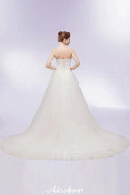 Sweetheart Strapless A-line Feathers Tulle Wedding Dresses by misshow.com