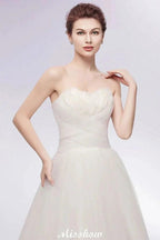 Sweetheart Strapless A-line Feathers Tulle Wedding Dresses by misshow.com