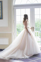 Sweetheart Strapless Flowers Beading Wedding Dress With Court Train WD092 by pgmdress