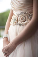 Sweetheart Strapless Flowers Beading Wedding Dress With Court Train WD092 by pgmdress