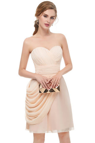 Sweetheart Strapless Ruffles Chiffon Aline Short Homecoming Dress