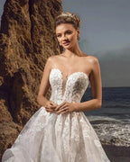 Sweetheart Tulle Floral Wedding Dress Sleeveless Aline Bridal Dress by misshow.com