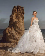 Sweetheart Tulle Floral Wedding Dress Sleeveless Aline Bridal Dress by misshow.com