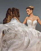 Sweetheart Tulle Floral Wedding Dress Sleeveless Aline Bridal Dress by misshow.com