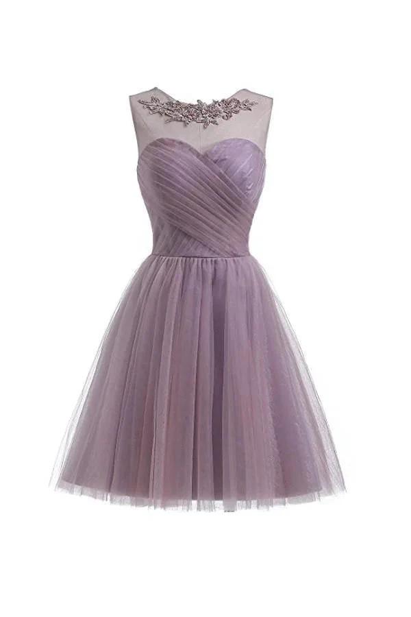 Sweetheart Tulle Light Purple Homecoming Dresses Short Prom Dresses PG069 by pgmdress