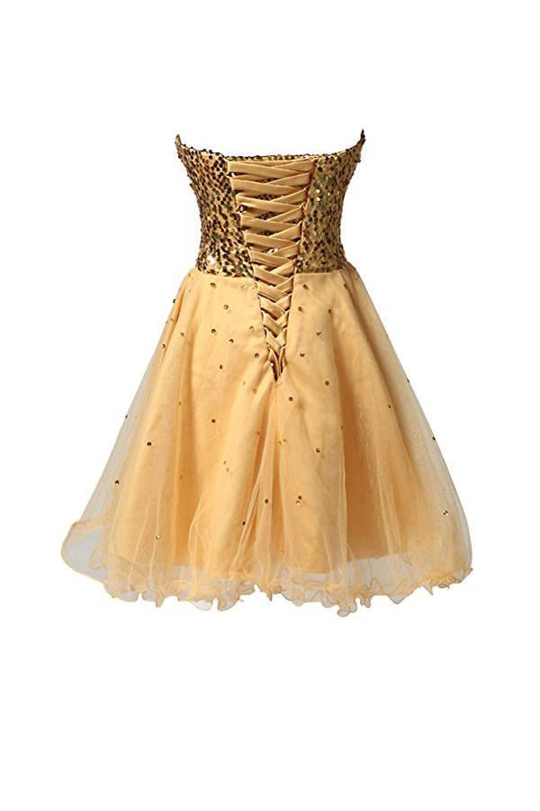 Vestido de Regresso a Casa com Lantejoulas e Tule Coração Vestido Curto de Baile PG085