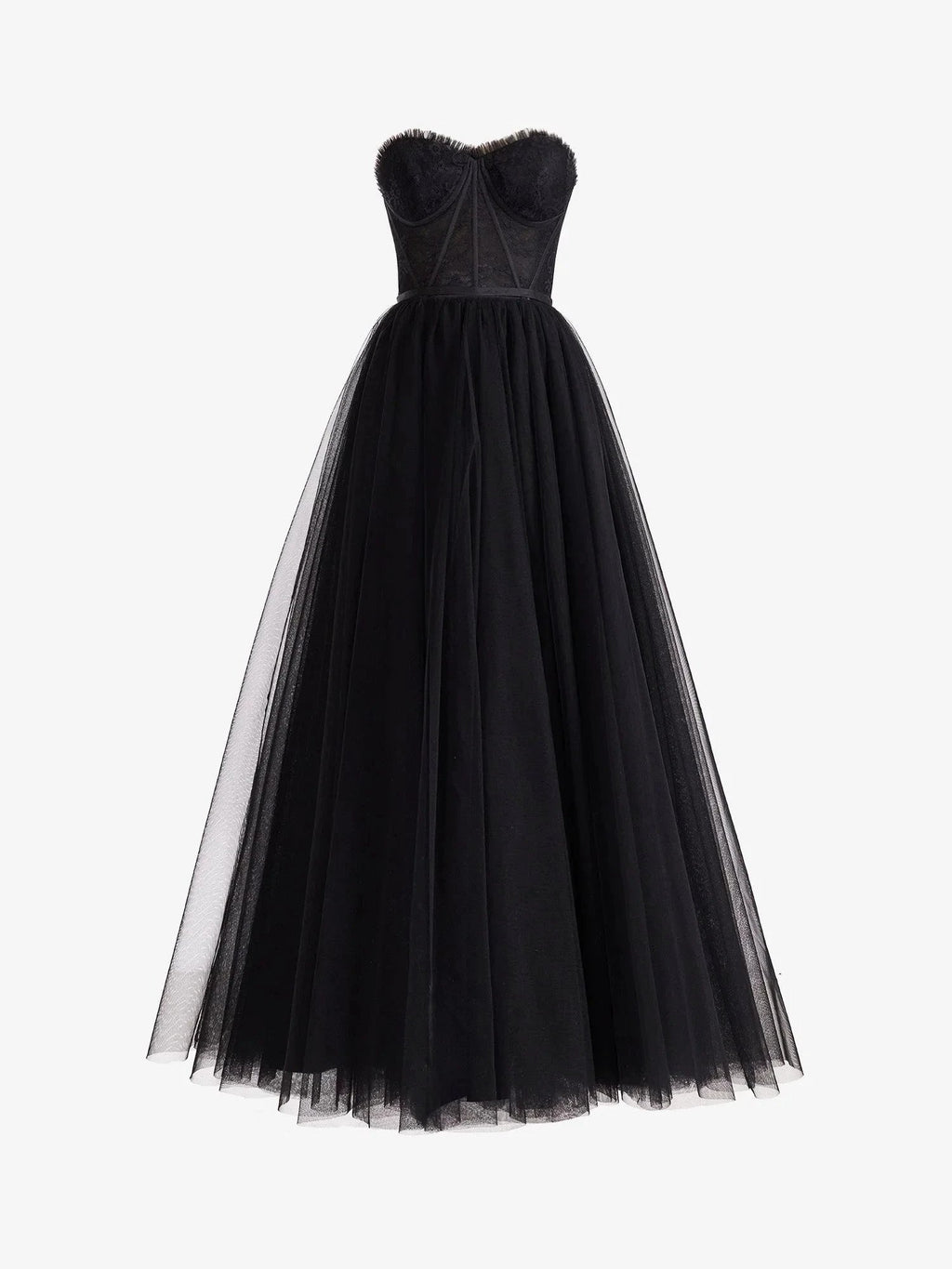 Talia | Black A Line Sweetheart Corset Tulle Prom Dress with Slit by KissProm