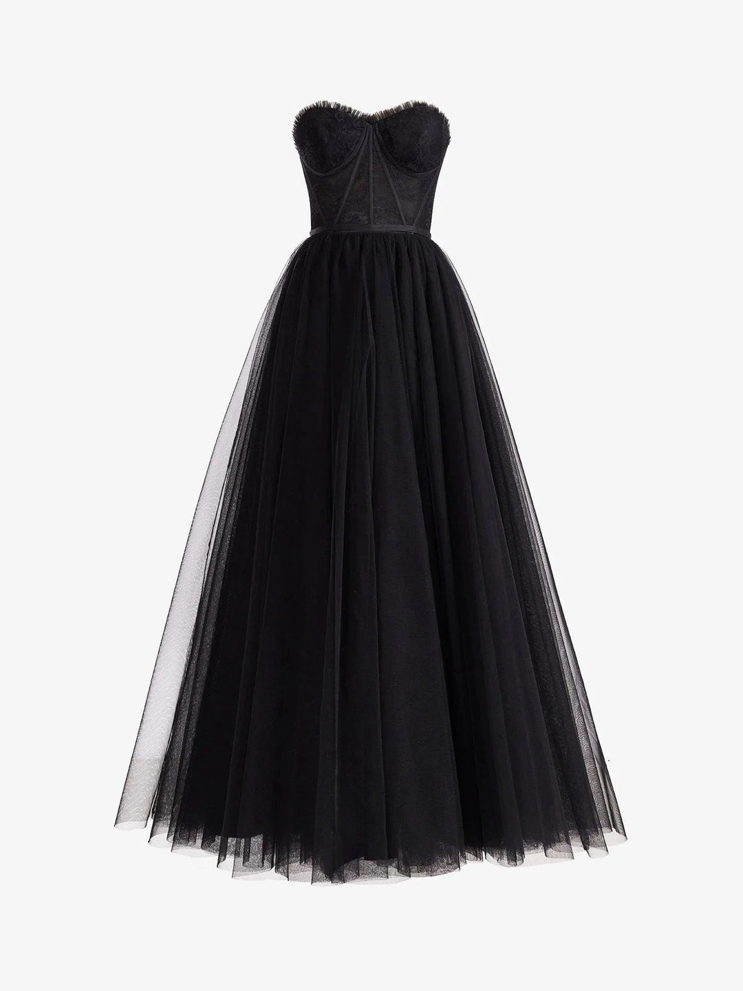 Talia | Black A Line Sweetheart Corset Tulle Prom Dress with Slit by KissProm