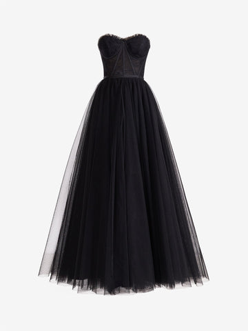 Talia | Vestido de fiesta de tul con escote en forma de corazón y abertura