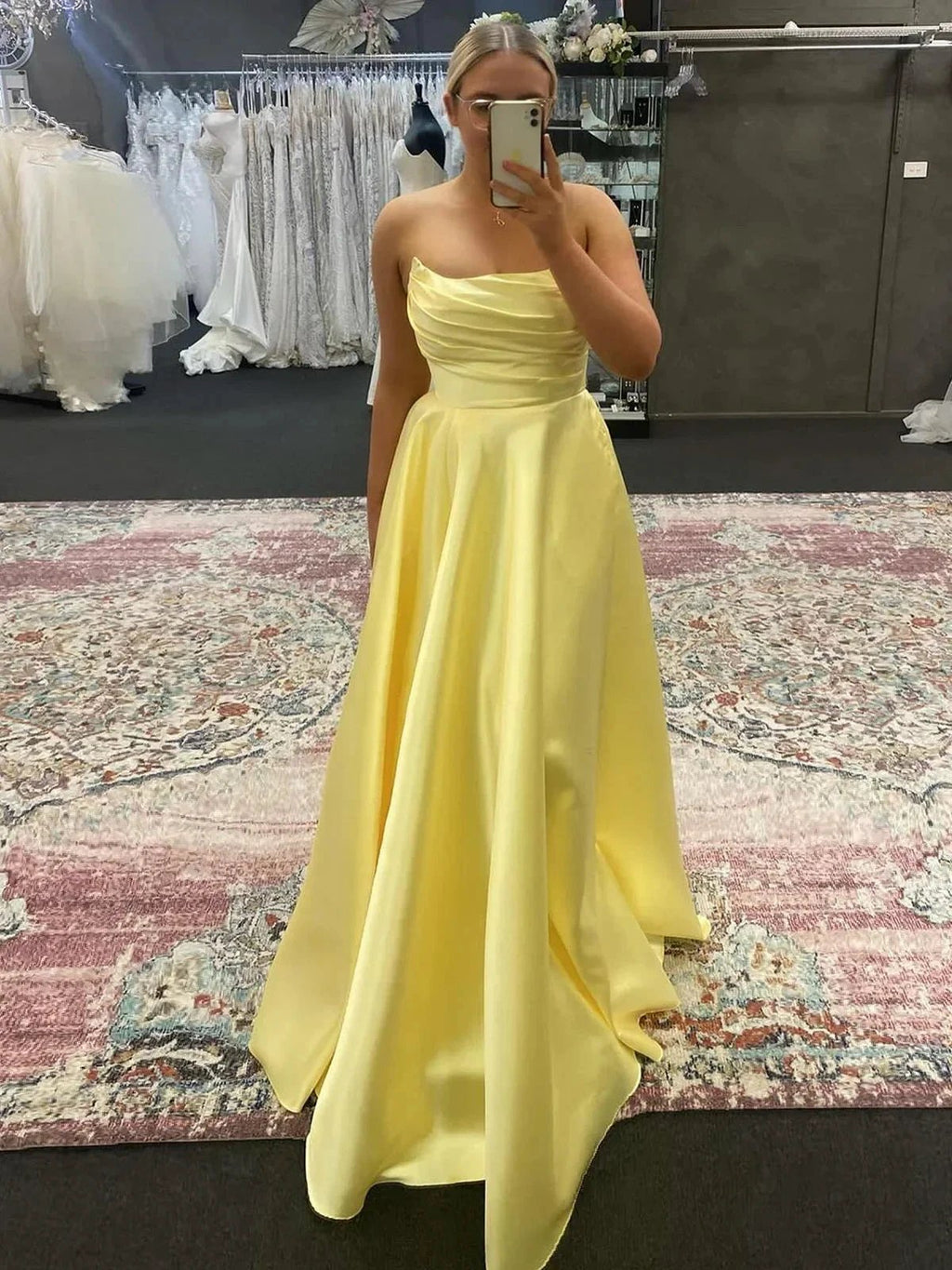 Tanzie | Strapless Sage Green Satin A-line Long Prom Dress by KissProm