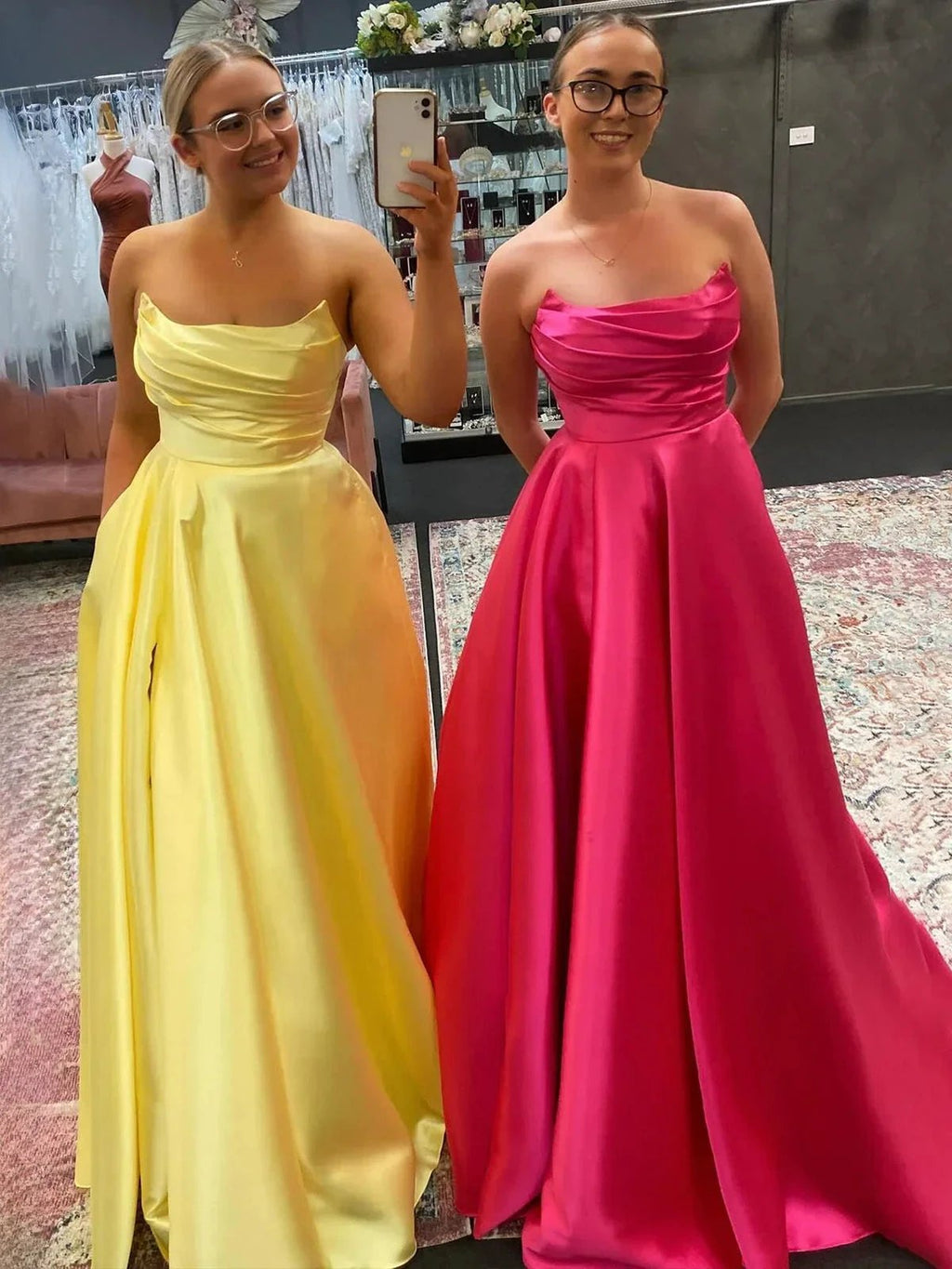 Tanzie | Strapless Sage Green Satin A-line Long Prom Dress by KissProm