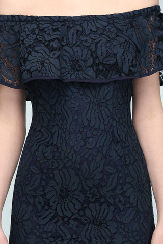 Vestidos de fiesta de encaje con hombros descubiertos, corte sirena, color negro, hasta la rodilla