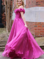 Teodora | Royal Blue Off the Shoulder A-Line Prom Dress with 3D Floral by KissProm