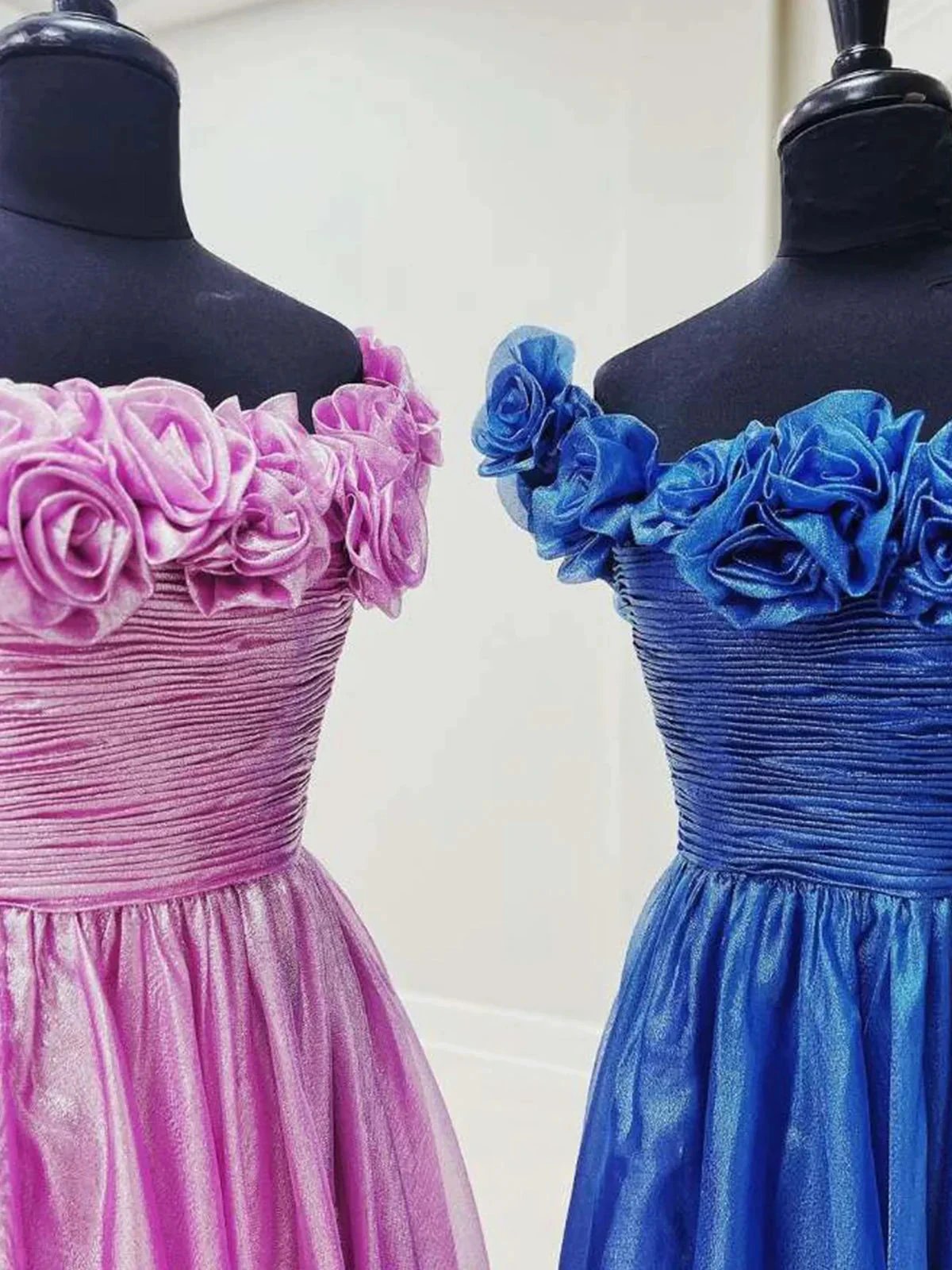 Teodora | Royal Blue Off the Shoulder A-Line Prom Dress with 3D Floral by KissProm