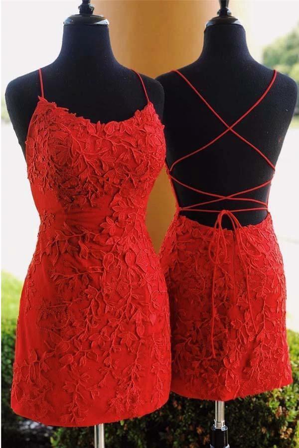 Tie Back Appliqued Sheath Pink Short Prom Dress Homecoming Dress PD327 by pgmdress