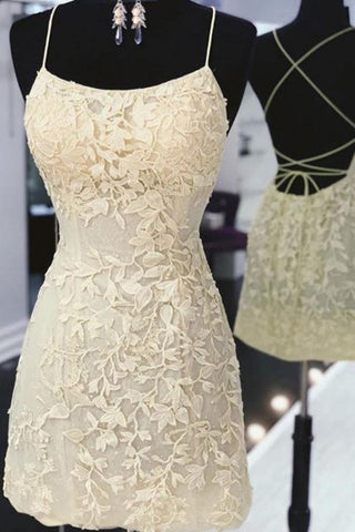 Tie Back Appliqued Sheath Pink Short Prom Dress Homecoming Dress PD327