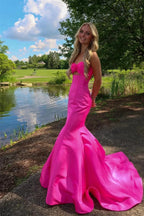 Tiff | Mermaid Sweetheart Pink Satin Prom Dress with Bow by KissProm