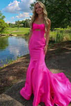 Tiff | Mermaid Sweetheart Pink Satin Prom Dress with Bow by KissProm