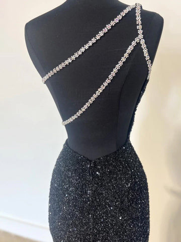 Tove | Orange One Sholder Sequins Mermaid Prom Dresses with Slit