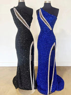 Tove | Orange One Sholder Sequins Mermaid Prom Dresses with Slit by Kissprom