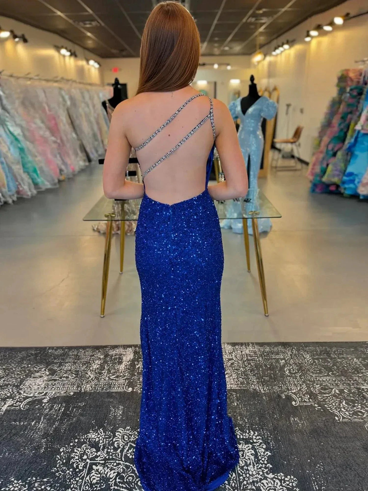 Tove | Orange One Sholder Sequins Mermaid Prom Dresses with Slit by Kissprom