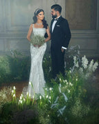 Trendy Floor Length Square Spaghetti Straps Sleeveless Mermaid Lace Wedding Dress by misshow.com