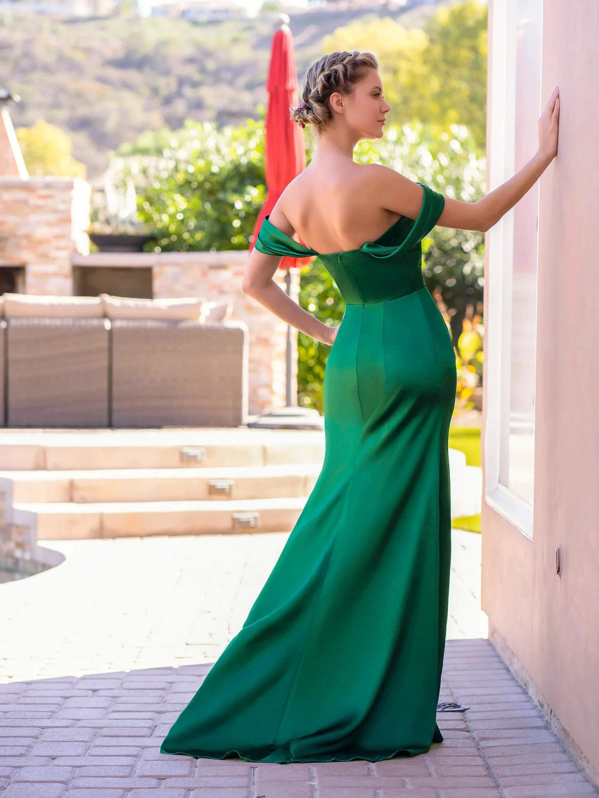 Trumpet/Mermaid Off-the-Shoulder Satin Evening Dress by Anne of Brittany