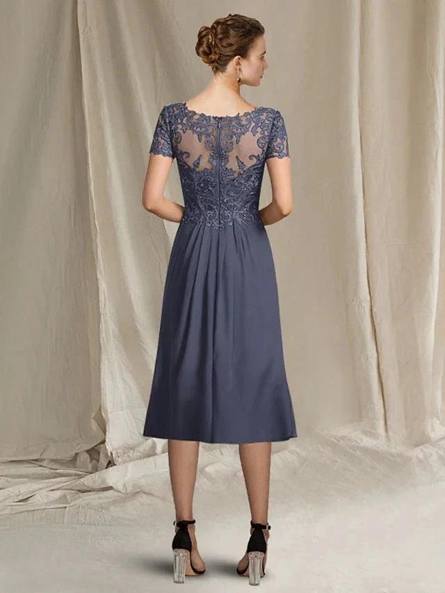 A-Line/Princess V-Neck Tea-Length Mother of the Bride Dresses by Dreamylily