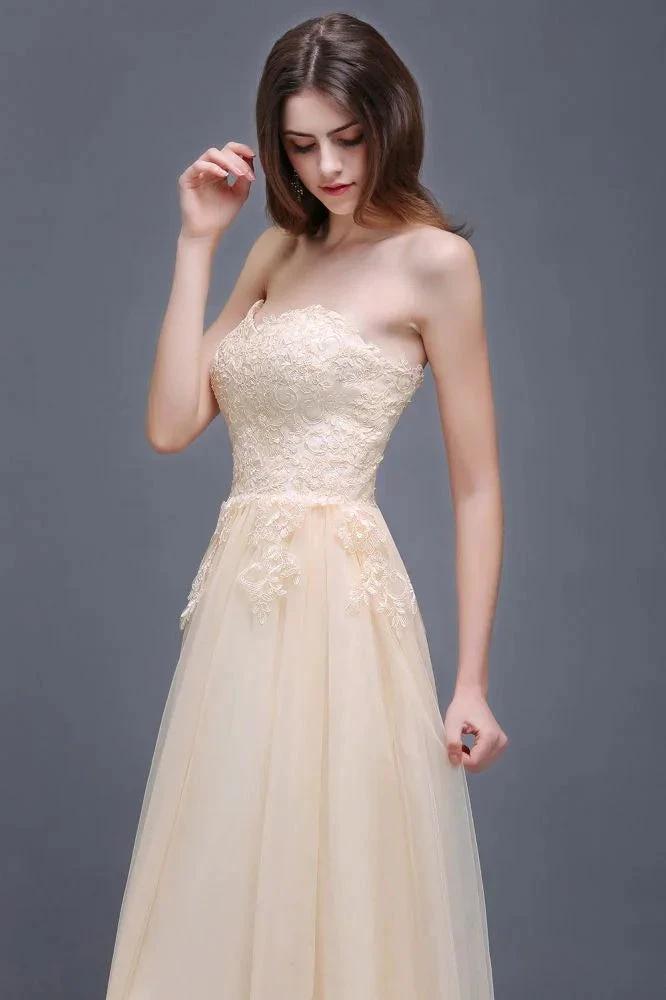 Tulle Aline Floor Length Appliques Prom Dress by misshow.com